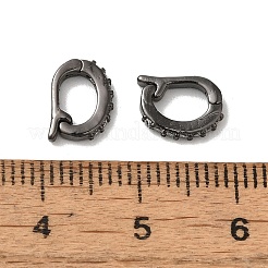 真鍮製マイクロパヴェキュービックジルコニア折りたたみ式クラスプ  鉛フリー＆カドミウムフリー  長持ちメッキ  ガンメタ色  8.5x7x2mm&nbsp;KK-H487-10B