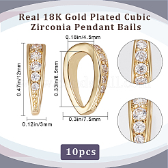 ラックメッキ真鍮マイクロパヴェキュービックジルコニアスナップオンベイル10個  18KGP本金メッキ  12x7.5x3mm  穴：4.5x8.5mm&nbsp;KK-BBC0008-87