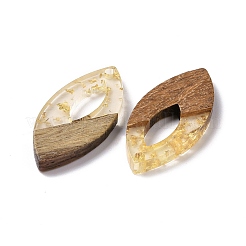透明樹脂＆ウォールナットウッドチャーム  金箔  馬の目のチャーム  透明  38x15.5x3.5mm  穴：2mm&nbsp;RESI-N025-047A-01