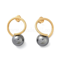 304 Stainless Steel Natural Shell Pearl Stud Earrings&nbsp;EJEW-G423-21G