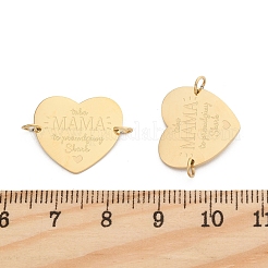 304 Stainless Steel Heart with Word MAMA Connector Charms&nbsp;STAS-P396-03C-G