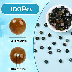 天然インディアンアゲートビーズ100個  ラウンド  8mm  穴：1mm&nbsp;G-SP0001-20C