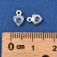 ハート真鍮ガラスチャーム  カドミウムフリー＆鉛フリー  ラックめっき  長持ちメッキ  多面カット  銀  ミックスカラー  7.5x5.5x2mm  穴：1mm&nbsp;KK-S385-01S