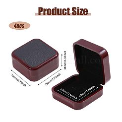 プラスチックとPUレザーのジュエリーカフスボタンボックス  内側のベルベットと  正方形  暗赤色  7.5x7.5x3.6cm&nbsp;CON-WH0117-14A