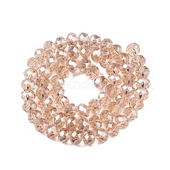 電気メッキガラスビーズセット  パール光沢メッキ  多面カット  ロンデル  桃パフ  8x6mm  穴：1mm  約60~62個/連  39~40cm&nbsp;X-EGLA-A044-T8mm-A20