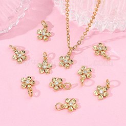 シーグレース バレンタインデー 真鍮製クリアキュービックジルコニアチャーム  花のチャーム  カドミウムフリーと鉛フリー＆ニッケルフリー  18KGP本金メッキ  8.5x7x2mm  穴：2.5mm&nbsp;XGRQ3P989-577G