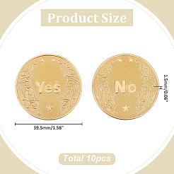 合金製のイエス＆ノー決定コイン10個  保護ケース付き  フラットラウンド  ゴールドカラー  39.5x1.5mm&nbsp;AJEW-ME0001-36G