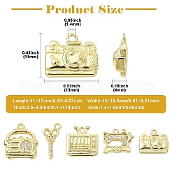10Pcs 5 Styles Brass Micro Pave Clear Cubic Zirconia Pendants&nbsp;KK-CJ0004-26G