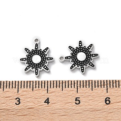 304ステンレススチールエナメルチャーム  ステンレス鋼色  花のチャーム  ブラック  14x12x1.5mm  穴：1mm&nbsp;STAS-M102-18P-02