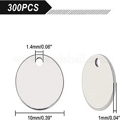 304ステンレススチールチャーム  空白タグのスタンプ  フラットラウンド  ステンレス鋼色  10x1mm  穴：1.4mm  300個/箱&nbsp;STAS-UN0018-27P