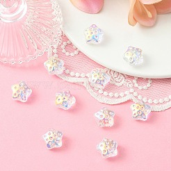 透明な電気メッキガラスビーズ  虹メッキ  スター  クリアAB  15x15x9mm  穴：1.2mm&nbsp;GLAA-YW0003-19B