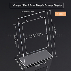透明アクリルイヤリングディスプレイスタンド  L字型1ペアダングルピアスディスプレイ  透明  9x4.25x14cm  穴：2.5mm&nbsp;EDIS-WH0012-19