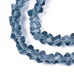 透明ガラスビーズ連売り  三角形  多面カット  スチールブルー  3~3.5x4~4.5x4~4.5mm  穴：0.8mm  約121~131個/連  14.37~15.35インチ（36.5~39cm）&nbsp;GLAA-N018-4mm-29