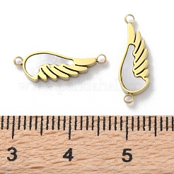 Ion Plating(IP) 304 Stainless Steel Pave White Shell Connector Charms&nbsp;STAS-Z099-03G-02