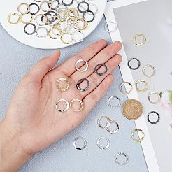 5色の真鍮製リンクリング60個  ハンマーリング  ミックスカラー  16x1mm  内径：12.5mm  12個/カラー&nbsp;KK-FG0001-01