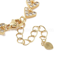 Rack Plating Brass Pave Clear Cubic Zirconia Arrow Link Chain Bracelets for Women&nbsp;BJEW-R317-04G