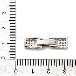 真鍮製マイクロペーブクリアキュービックジルコニアの留め金  長方形  プラチナ  27x6.5x5mm  穴：2x1.5mmと2.5x1mm&nbsp;KK-C075-36P