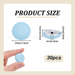 30穴PUレザーシャンクボタン1個  アルミパーツ  フラットラウンド  ライトスカイブルー  28.5x10.5mm  穴：2.5mm&nbsp;BUTT-NB0001-92E
