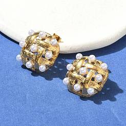 304 Stainless Steel knit Stud Earrings&nbsp;EJEW-B108-08G