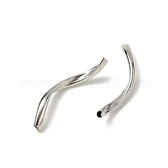 真鍮ツイストチューブビーズ  カドミウムフリー＆鉛フリー  プラチナ  24~25x2mm  穴：0.9~1.2mm&nbsp;KK-B120-02C-P