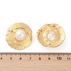 304ステンレススチールABSプラスチックパールスタッドピアス女性用  イオンプレーティング（ip）  フラットラウンド  18KGP本金メッキ  29.5x28mm&nbsp;EJEW-U046-11G