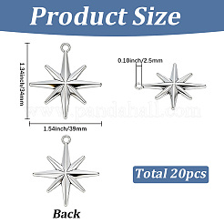 チベット風アロイペンダント20個  スターのチャーム  アンティークシルバー  39x34mm  穴：2.5mm&nbsp;FIND-SC0023-21