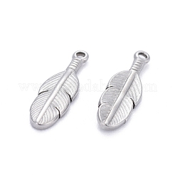 変色しない304ステンレススチールペンダント  葉  ステンレス鋼色  17x5x2mm  穴：1mm&nbsp;STAS-K213-05P