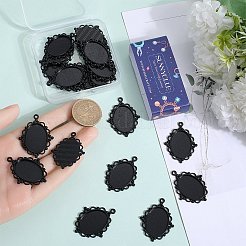 オーバル合金ペンダントカボションセッティング24個  ブラック  トレイ：25x18mm  39x30x2.5mm  穴：2mm  24個/箱&nbsp;FIND-SC0009-95
