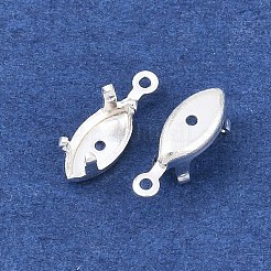 プロングセッティングで真鍮縫い  先のとがったラインストーンの爪のセッティング  馬の目のチャーム  カドミウムフリー＆鉛フリー  925銀メッキ  10x3.5x4mm  穴：0.8mm  トレイのサイズ：6x3mm&nbsp;KK-C163-11S
