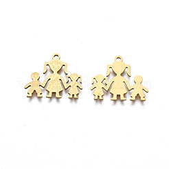 ステンレスペンダント201個  家族  18KGP本金メッキ  16x19x1mm  穴：1.4mm&nbsp;STAS-N091-150LG