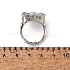 Rhombus Brass Micro Pave Clear Cubic Zirconia Adjustable Ring Settings&nbsp;KK-D378-34P