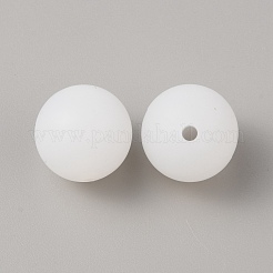 明るい丸い食品グレードのシリコーンビーズ  ホワイト  15x14.5mm  穴：2mm&nbsp;LS-SIL-TAC0007-04A