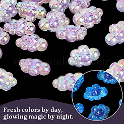 35 個の UV メッキレインボー虹色アクリルビーズ  ツートン  ブドウ  スミレ  25x16x14mm  穴：3.7mm&nbsp;PACR-PA0001-23B