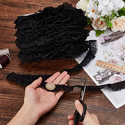 Polyester Pleated Elastic Lace Trim&nbsp;DIY-WH0656-82B