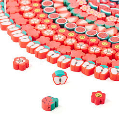 12 連売り 12 スタイル 手作りポリマー粘土ビーズ 連売り  混合図形  レッド  6~13x5.5~12x3.5~5mm  穴：1.2~1.8mm  1連/スタイル&nbsp;CLAY-TA0001-72A