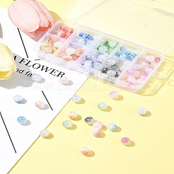 100個 10色 ツートンスプレー塗装 クラックルアクリルビーズ  ラウンド  ミックスカラー  10mm  穴：1.8mm  10個/カラー&nbsp;DIY-FS0006-73