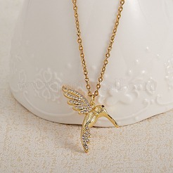 5個真鍮マイクロパヴェキュービックジルコニアペンダント  丸カン付き  ニッケルフリー  鳥  16KGP本金メッキ  20x30x4mm  穴：3mm&nbsp;ZIRC-SZ0002-43