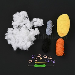 DIY鹿人形かぎ針編みキット  プラスチック製のロッキングステッチメーカーとボタンを含む  ファイバーヤード  コットン  鉄とプラスチックのかぎ針編みのフック  カラフル  2.2x1.6x0.3cm&nbsp;DIY-I053-07
