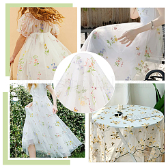 Flower Pattern Embroidered Polyester Tulle Lace Fabric&nbsp;DIY-WH0409-67