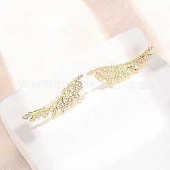 真鍮製パヴェキュービックジルコニアスタッドクローラーピアス  葉  18KGP本金メッキ  カドミウムフリー＆鉛フリー  長持ちメッキ  ラックめっき  透明  28x7.5x7mm&nbsp;KK-CBAA351-08G