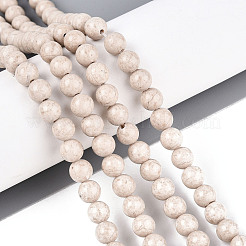 Dyed Natural Fossil Beads Strands&nbsp;G-T139-6mm-66A