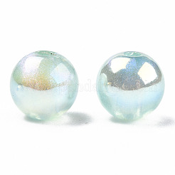 ABSプラスチックパール調ビーズ  ABカラーメッキ  ラウンド  アクアマリン  8mm  穴：1.8mm&nbsp;PACR-N013-01A-02