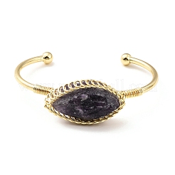 Natural Amethyst Horse Eye Wrapped Cuff Bangle&nbsp;G-D458-02G-07-RS