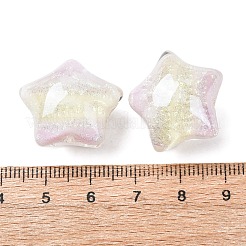 蓄光透明樹脂ビーズ  スター  暗闇で光る  グリッターパウダー付き  ホワイト  20.5x23.5x16mm  穴：2mm&nbsp;RESI-B039-17B