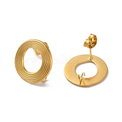 304ステンレススタッドピアス金具  垂直ループ付き  ドーナツ  ゴールドカラー  17x16.5mm  穴：2.7mm  ピン：0.5mm&nbsp;STAS-M314-01G-G