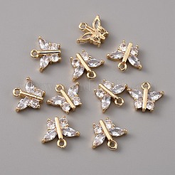 Brass Micro Pave Clear Cubic Zirconia Charms&nbsp;ZIRC-TAC0003-06