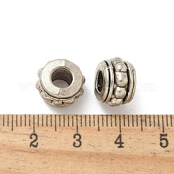 チベット風合金ヨーロピアンビーズ  大穴ビーズ  カドミウムフリー＆鉛フリー  ロンデル  アンティークシルバー  11.5x7.5mm  穴：4.5mm  約357個/1000g&nbsp;TIBE-P003-05AS