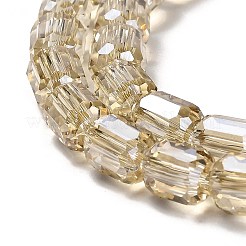 電気メッキガラスビーズセット  多面カット  コラム  シャンパンゴールド  6x6.5mm  穴：1mm  約70~72個/連  20~20.87''（53センチメートル）&nbsp;EGLA-D030-19I