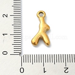 イオンプレーティング（IP）304ステンレスペンダント  珊瑚の枝角チャーム  ゴールドカラー  18x9x3mm  穴：2.2mm&nbsp;STAS-Z066-02G