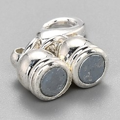 真鍮製マグネットクラスプコンバーター  カニカン付き  コラム  銀  34x6mm&nbsp;KK-O134-09S